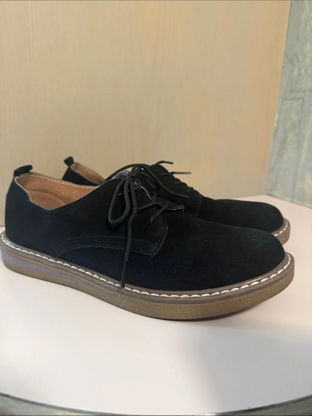 Men's Black Suede Lace-Up Shoes
